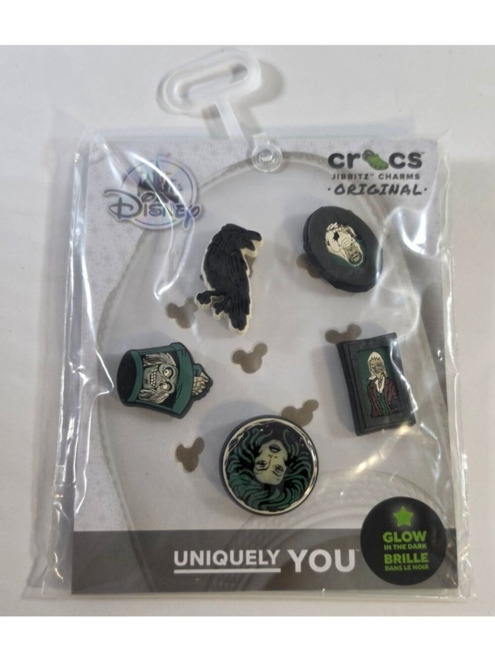 DISNEY CROCS HAUNTED MANSION GLOW IN THE DARK HALLOWEEN MNSSHP JIBBITZ CHARMS - Picture 1 of 10
